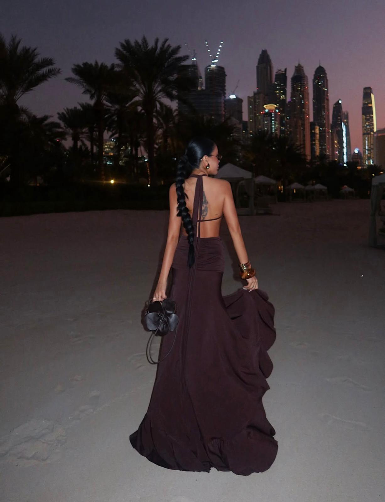 Brown Strappy Long Dress