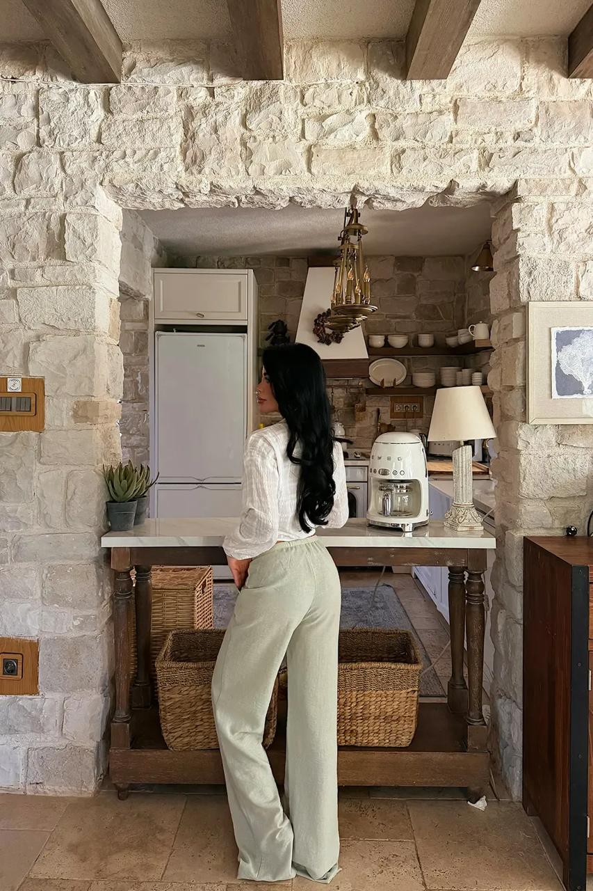 Wide Leg Trousers with Drawstring