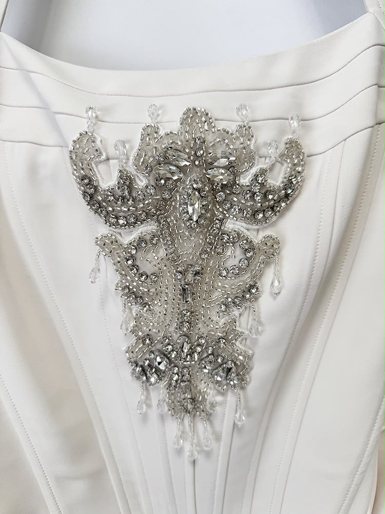 Veloura Rhinestone Halter Gown