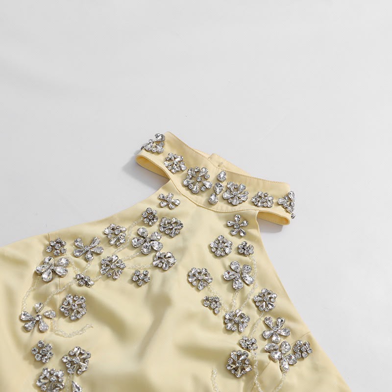 Soleil Diamond Halter Maxi Dress