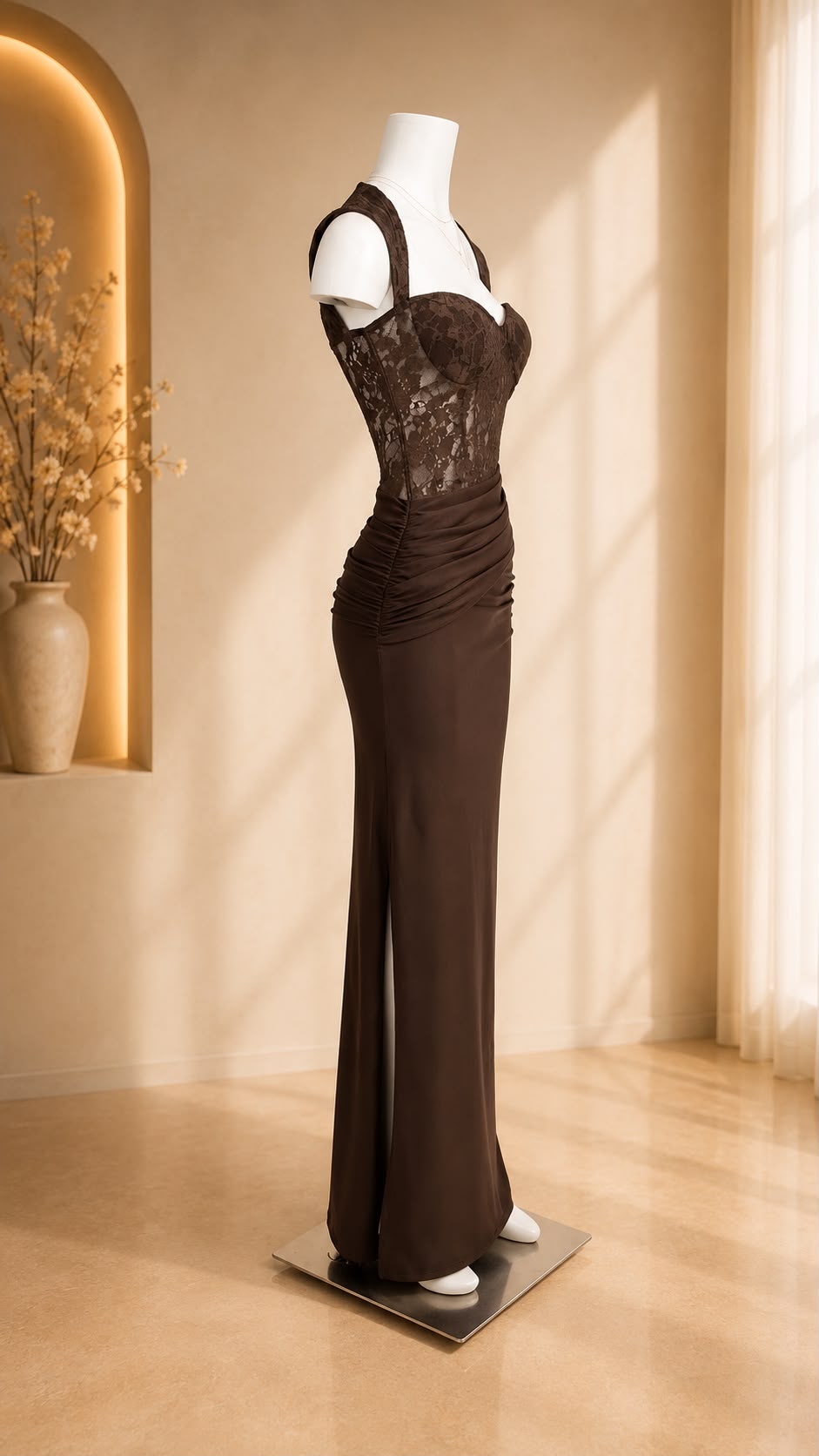 Veloura Lace Cut-Out Maxi Dress