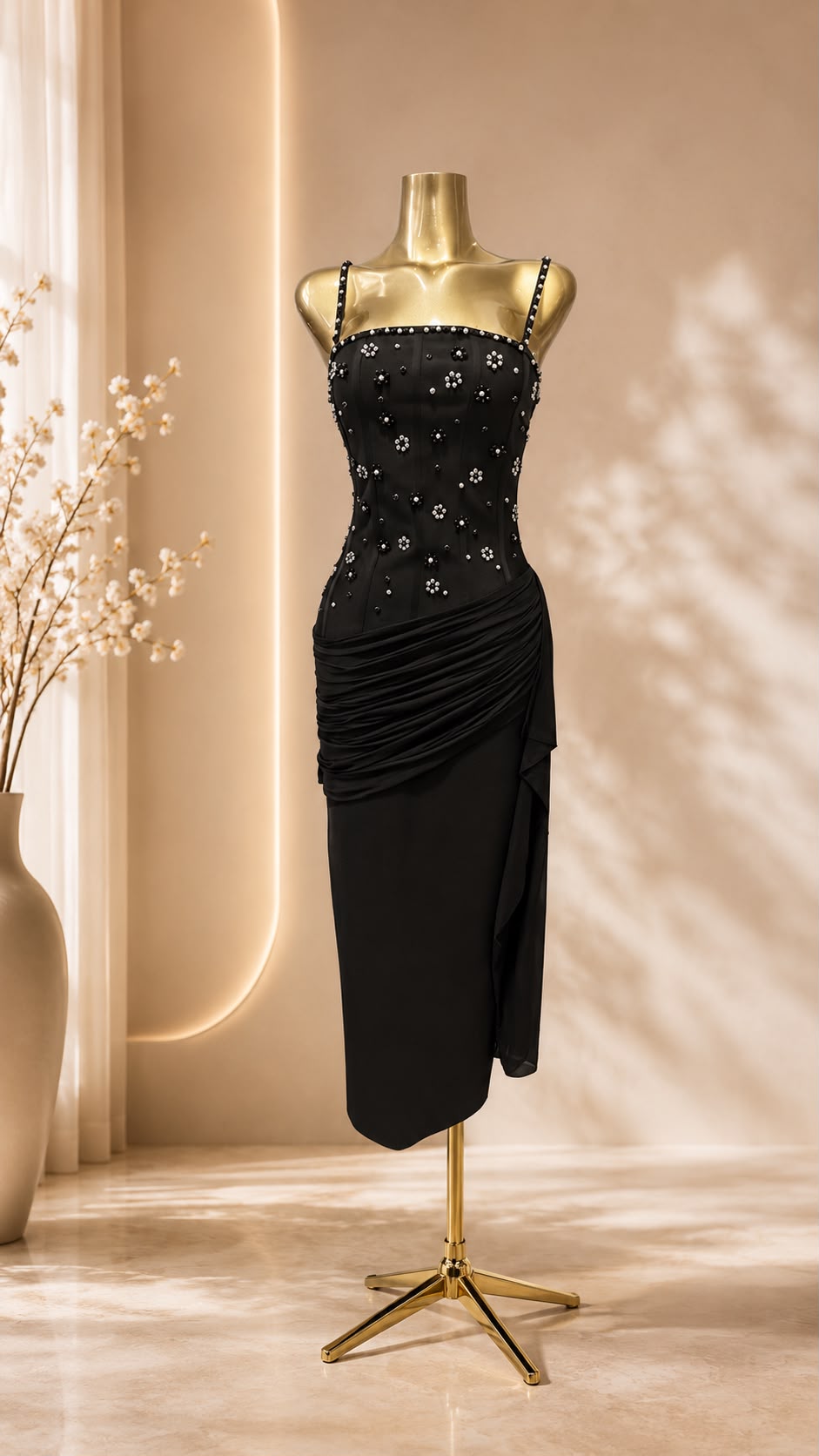 Noir Diamond Slip Maxi Dress