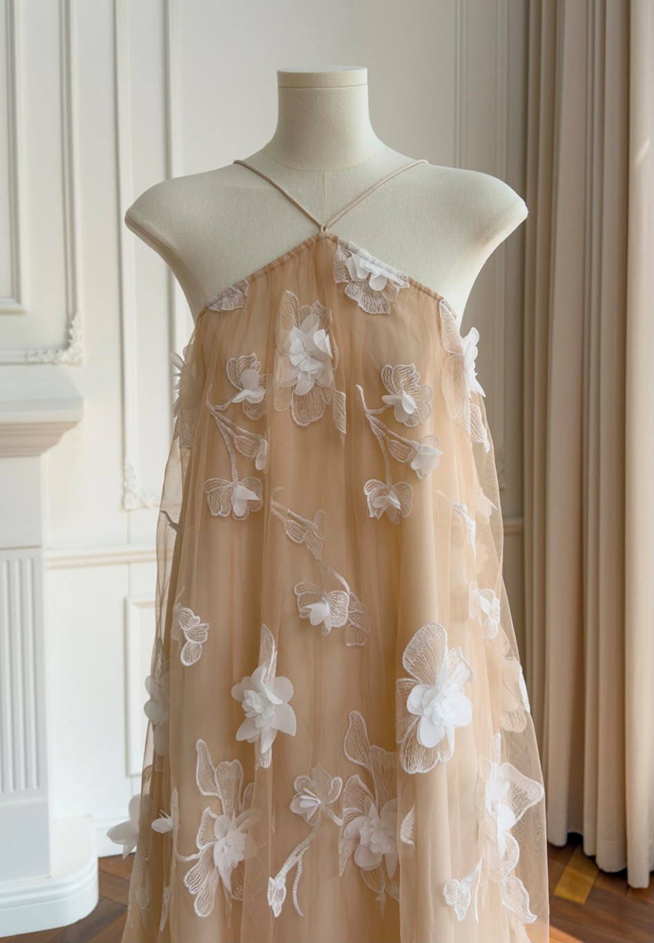 Sienna Mesh Halter Maxi Dress