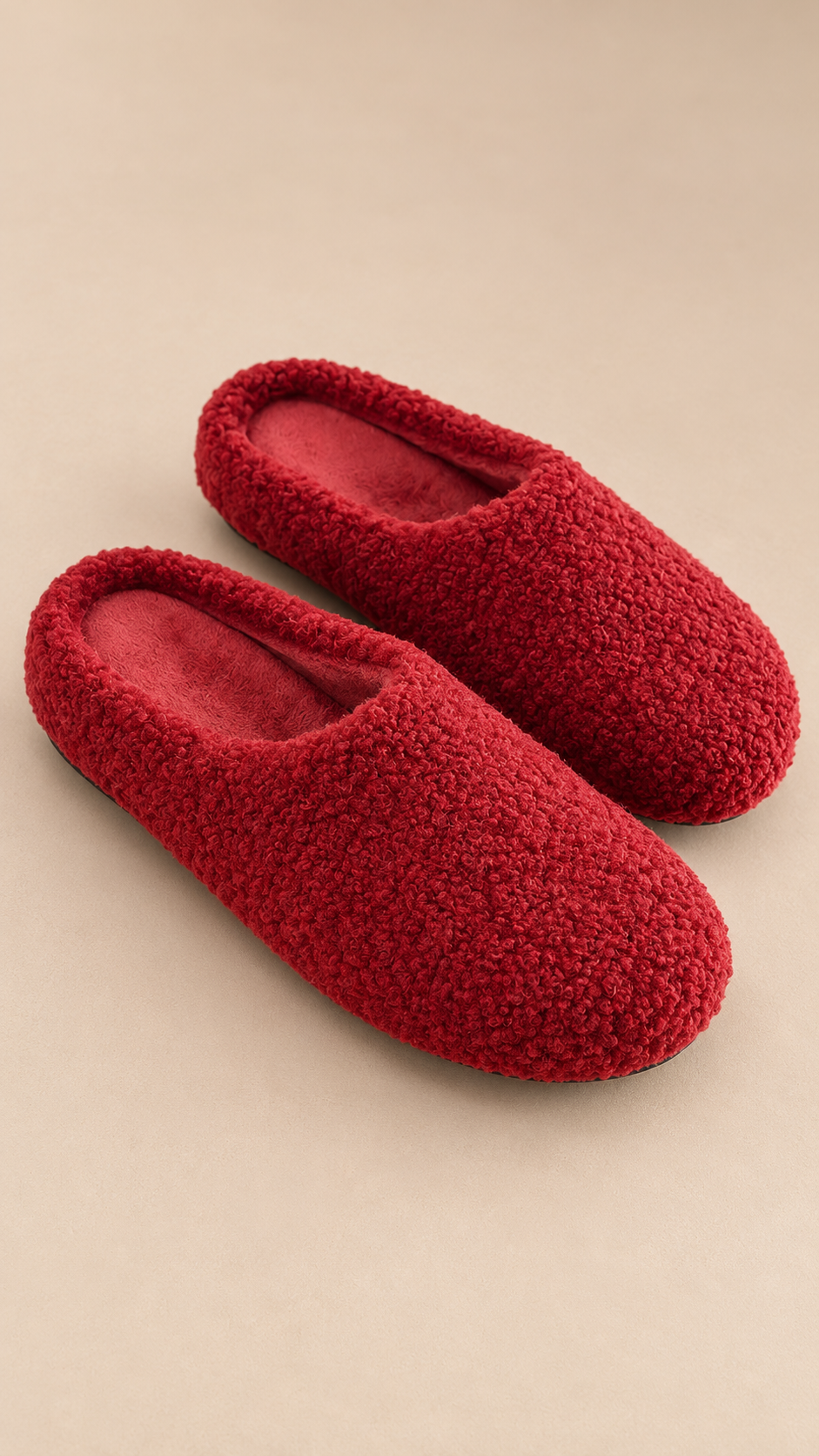 Gisella Teddy-Fleece Mule — Angora red product only