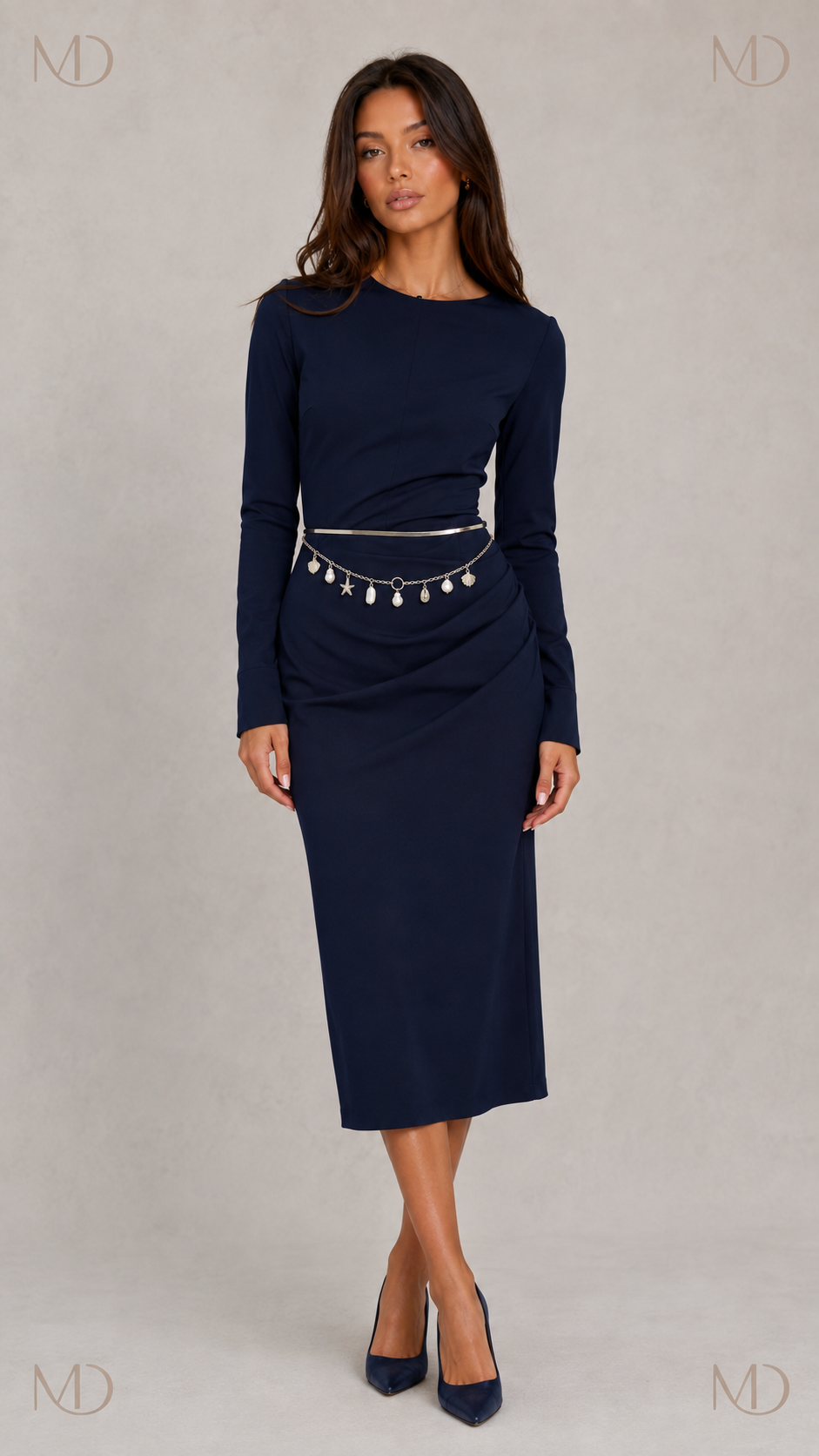 Anouk Layered Chain Belt - Silver Starfish Pearl model