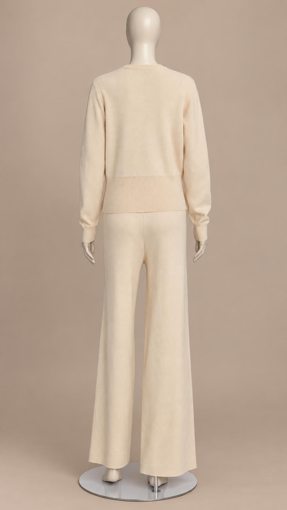 Ottoline Ribbed Cardigan Set — Apricot mannequin back