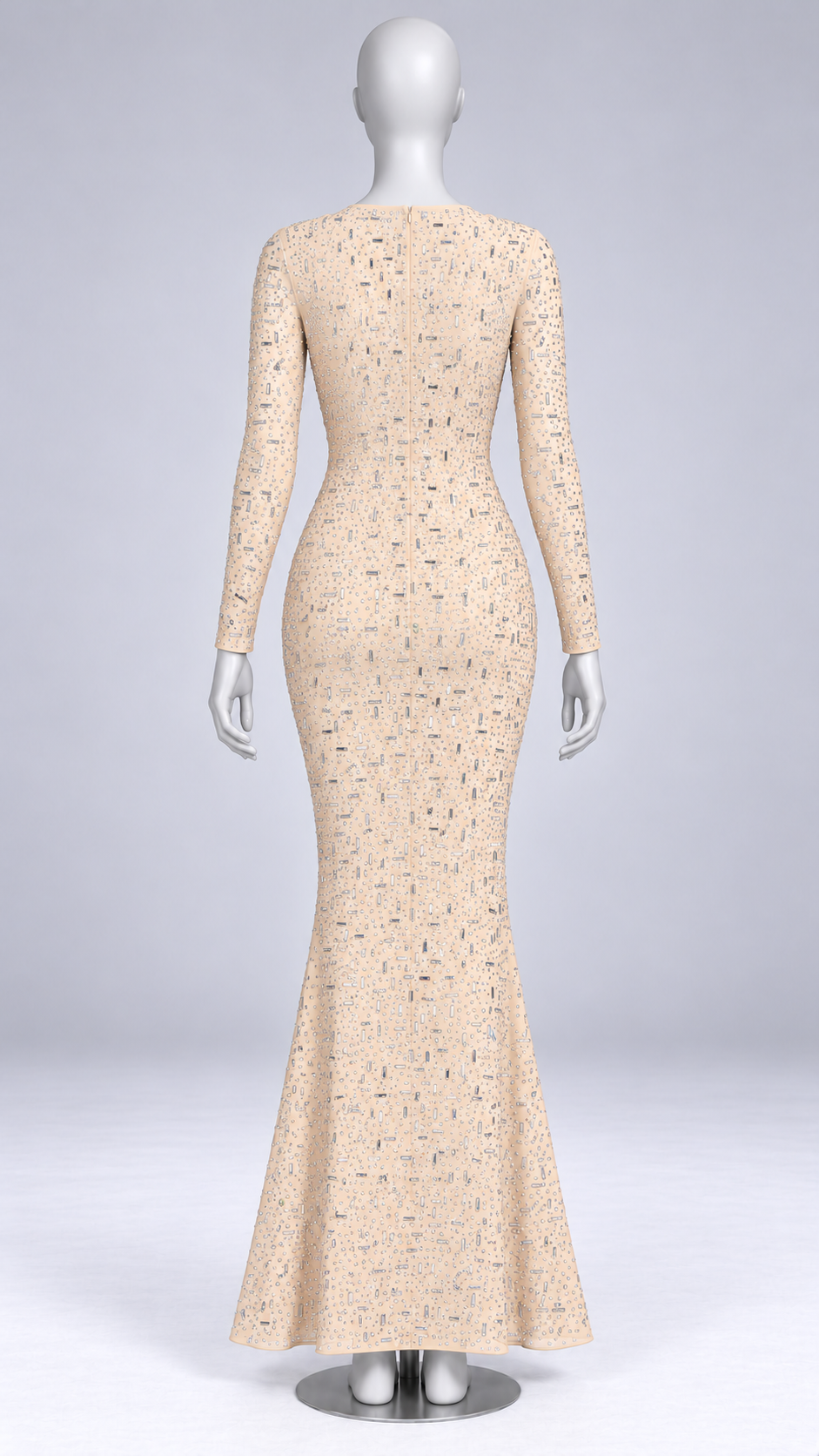 Amaryllis Sheer-Mesh Maxi — Apricot mannequin back