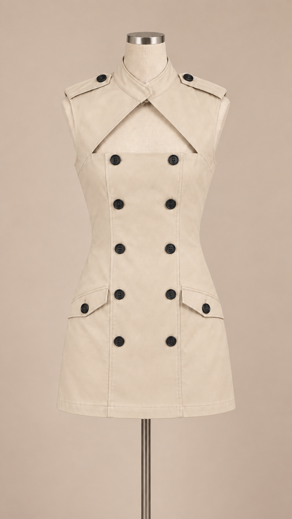 Apolline Trench Mini — Apricot mannequin front