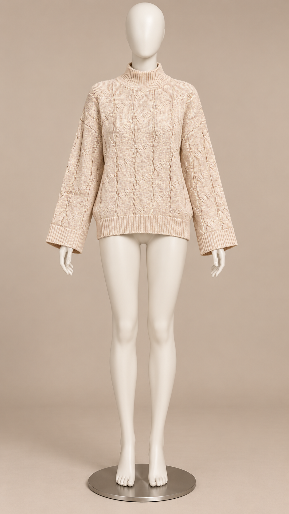 Bettina Cable Sweater — Apricot mannequin front