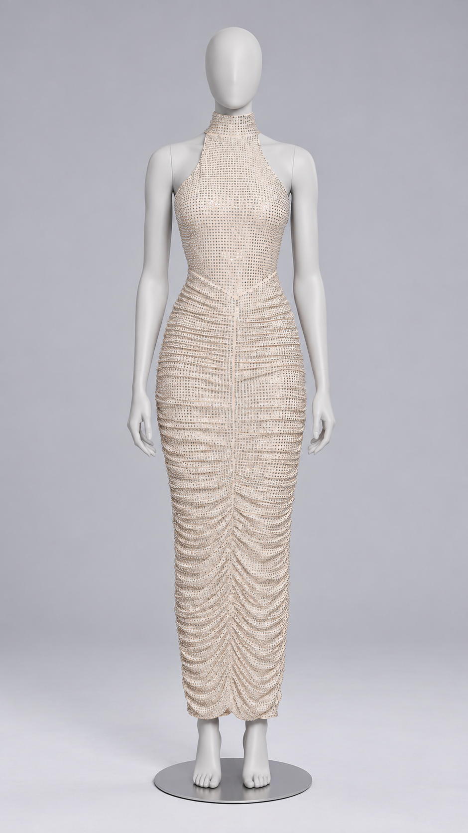 Odile Diamante Halter Maxi — Apricot mannequin front