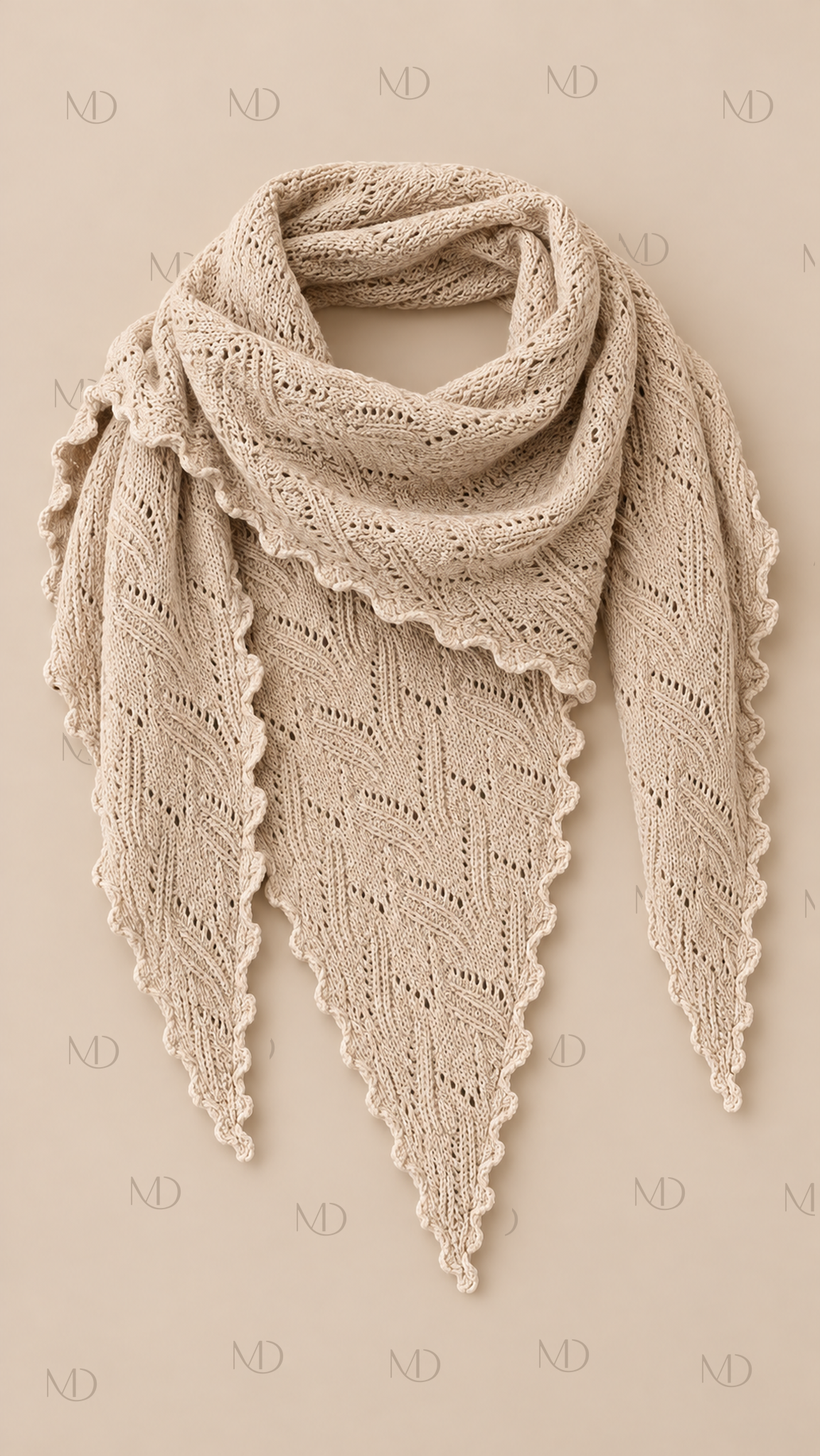 Elowen Pointelle Triangle Scarf — Apricot product only