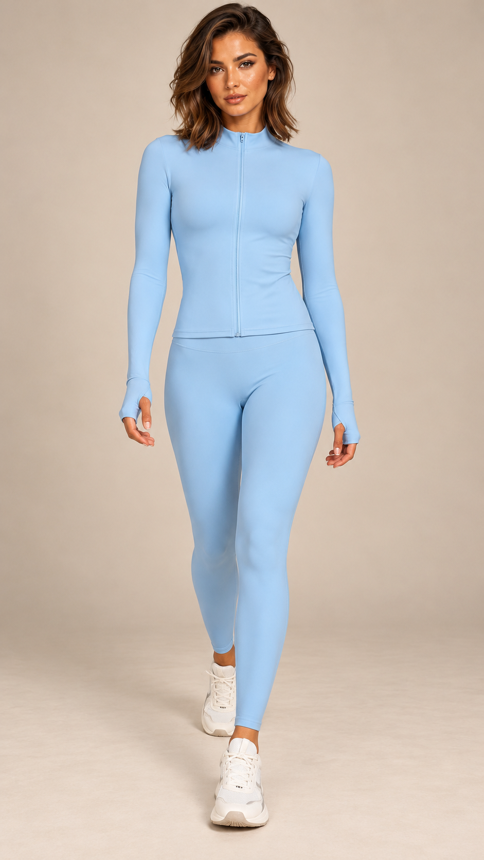 Kalinda Thumbhole Active Set — Baby Blue model front