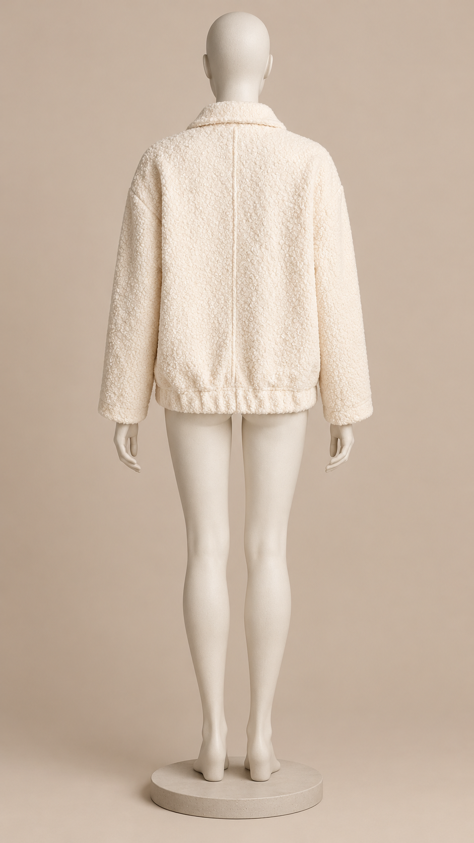 Allegra Teddy Shirt Jacket — Beige mannequin back