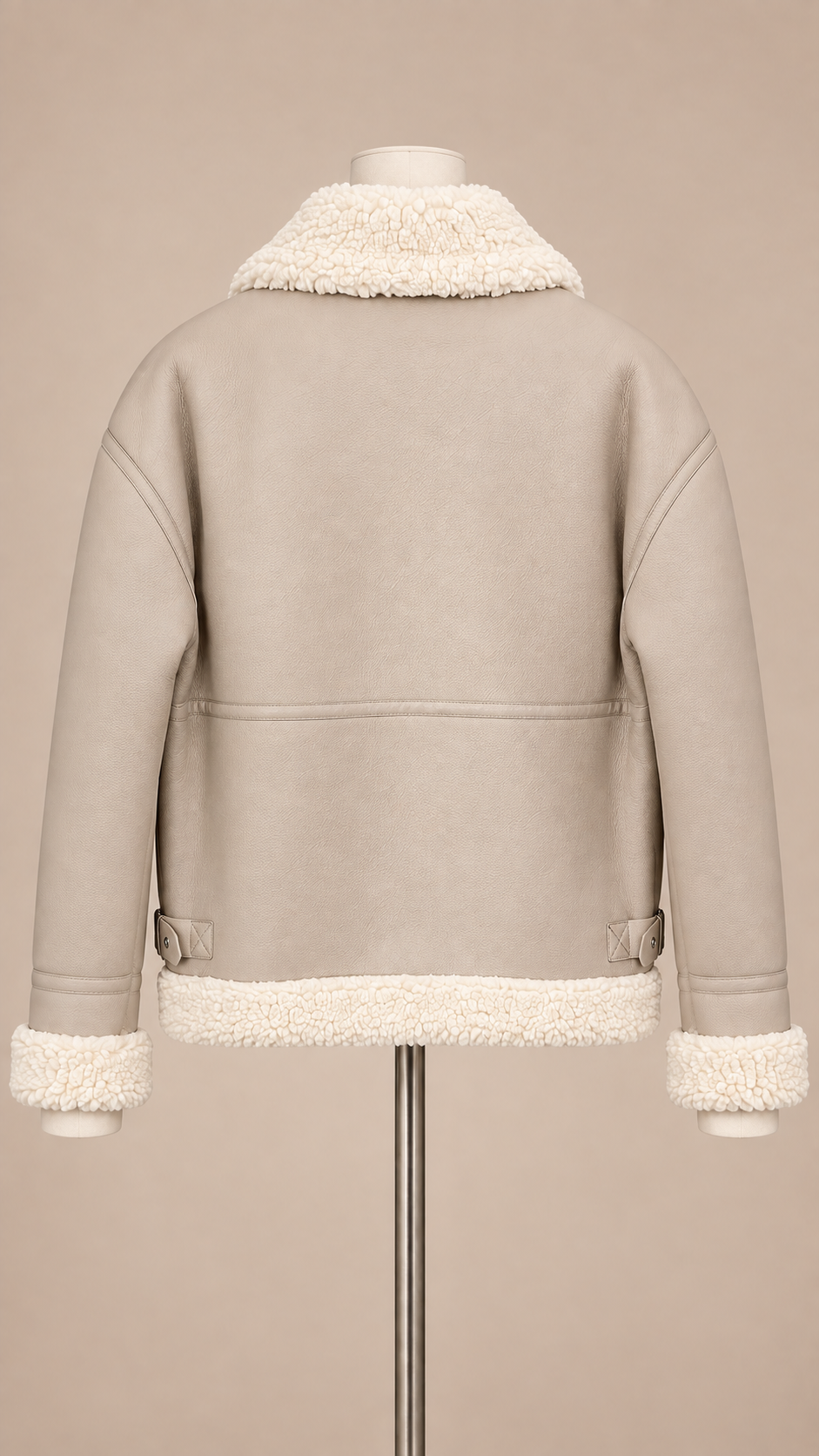 Marguerite Aviator Jacket — Beige mannequin back