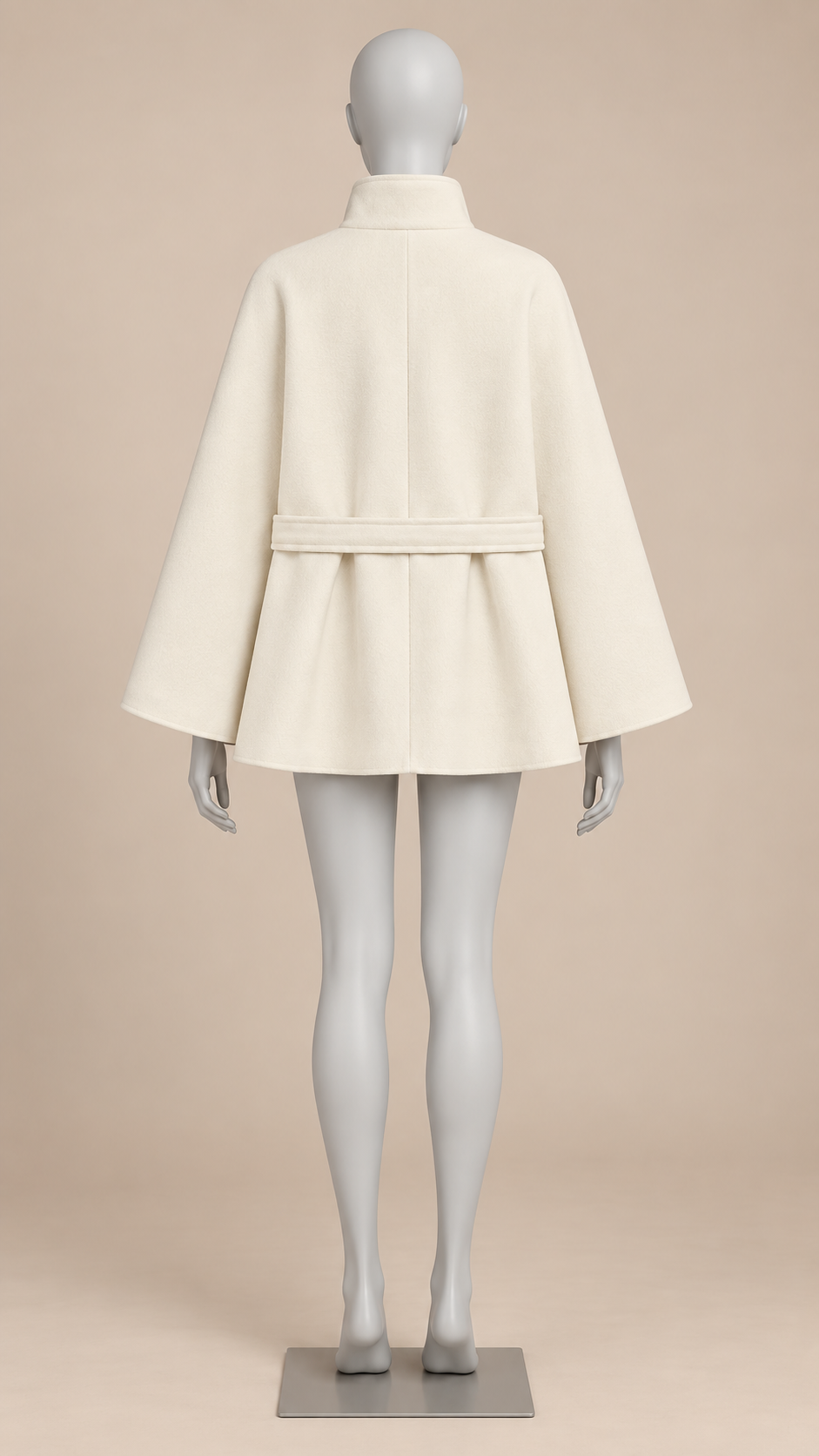 Antonella Cape Coat — Beige mannequin back