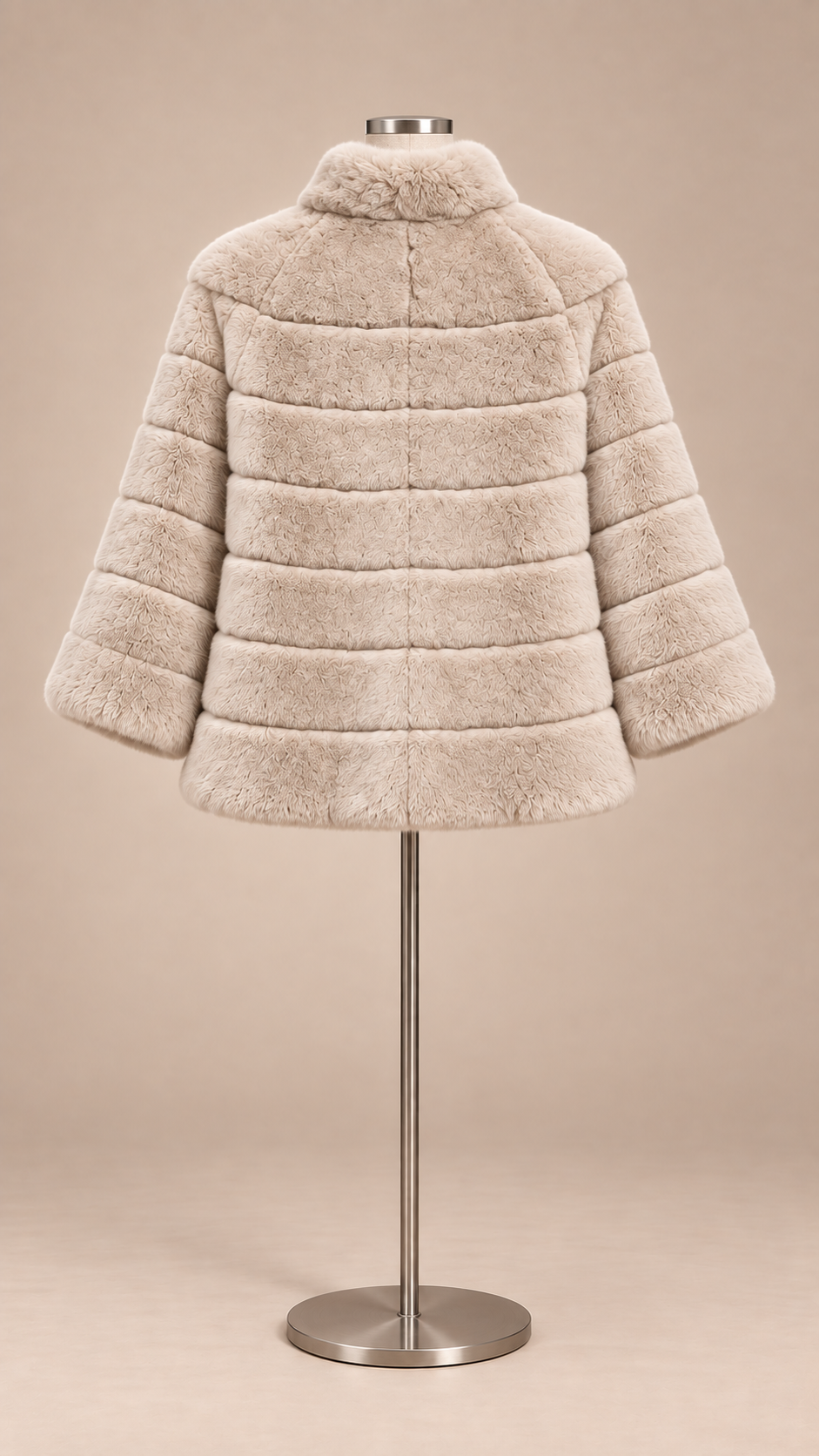 Ines Bell-Sleeve Fur Cape — Beige mannequin back