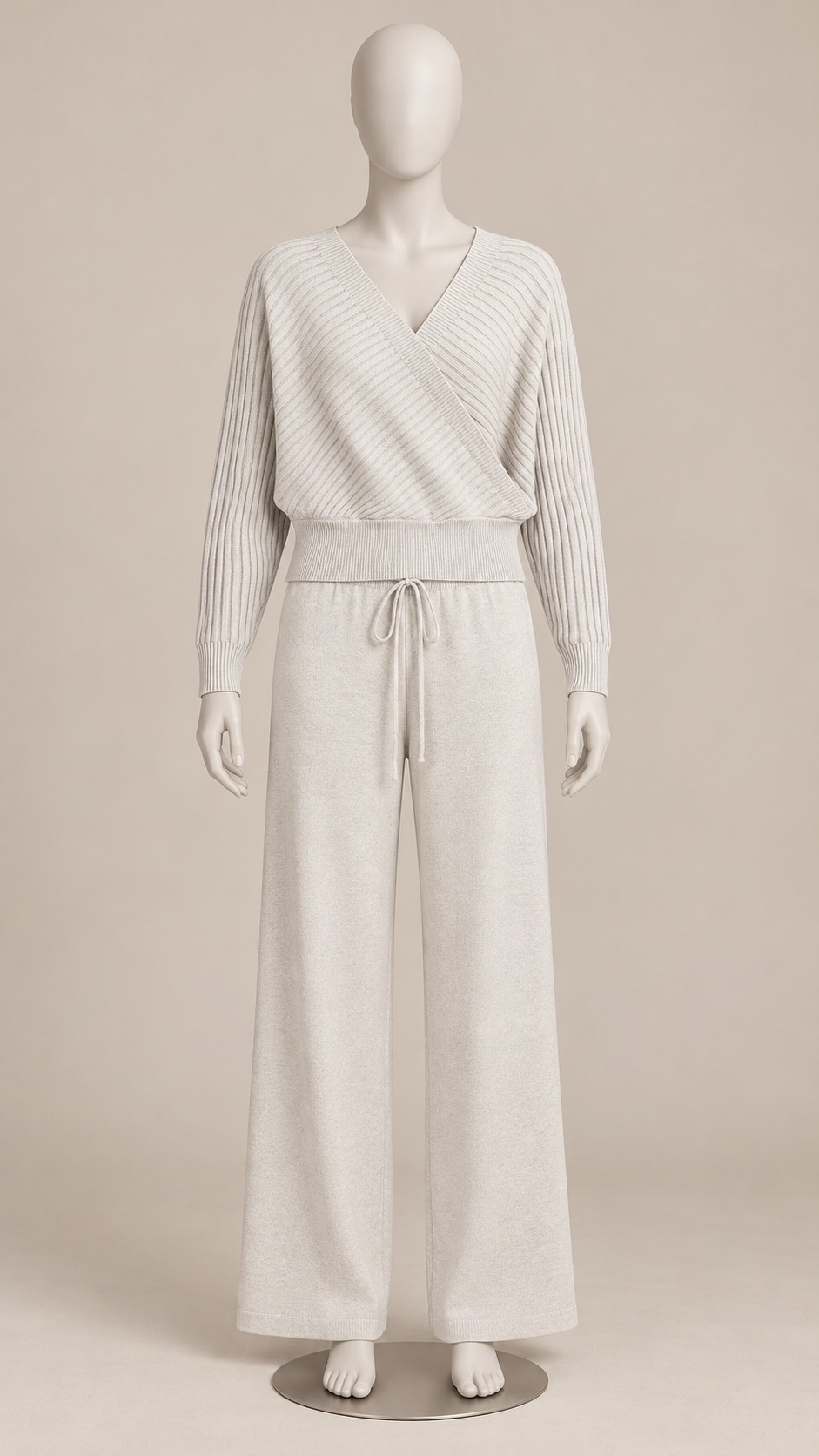 Briony Crisscross Pant Set — Beige mannequin front