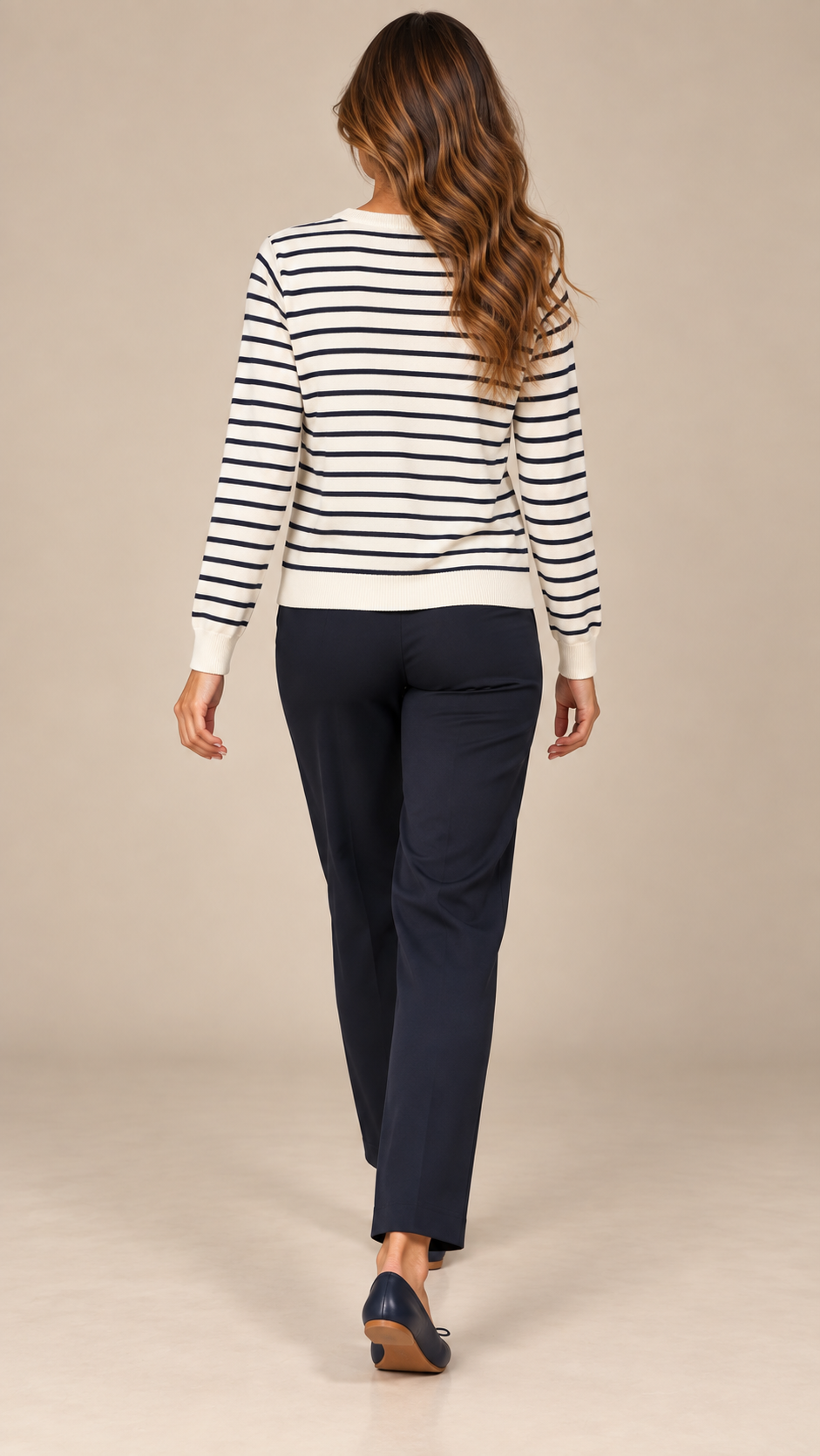 Leontine Breton Cardigan — Beige model back