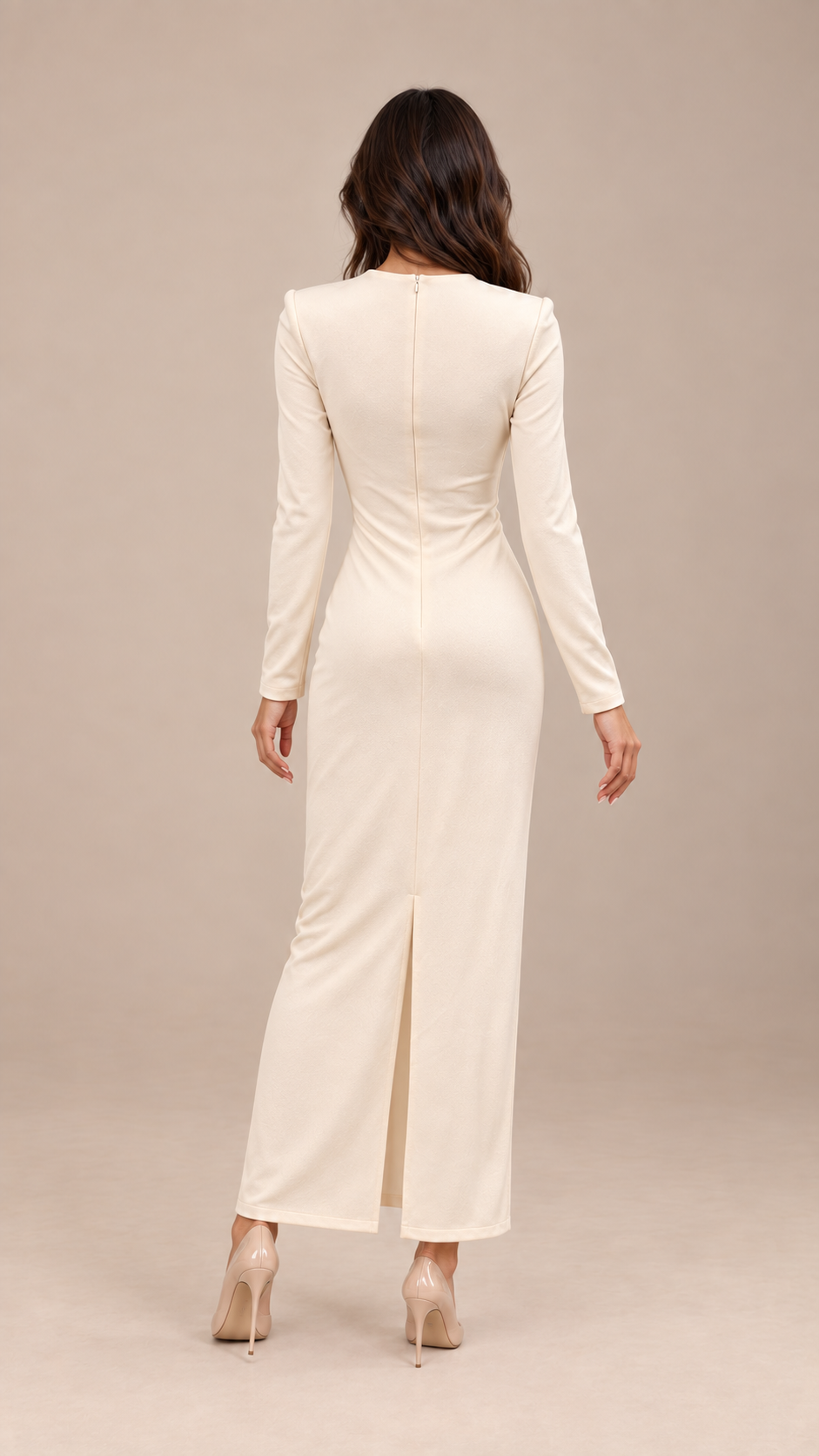 Ysabel Keyhole Maxi — Beige model back