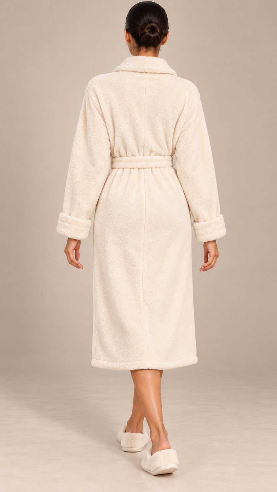 Clarabel Heart-Stitch Robe — Beige model back