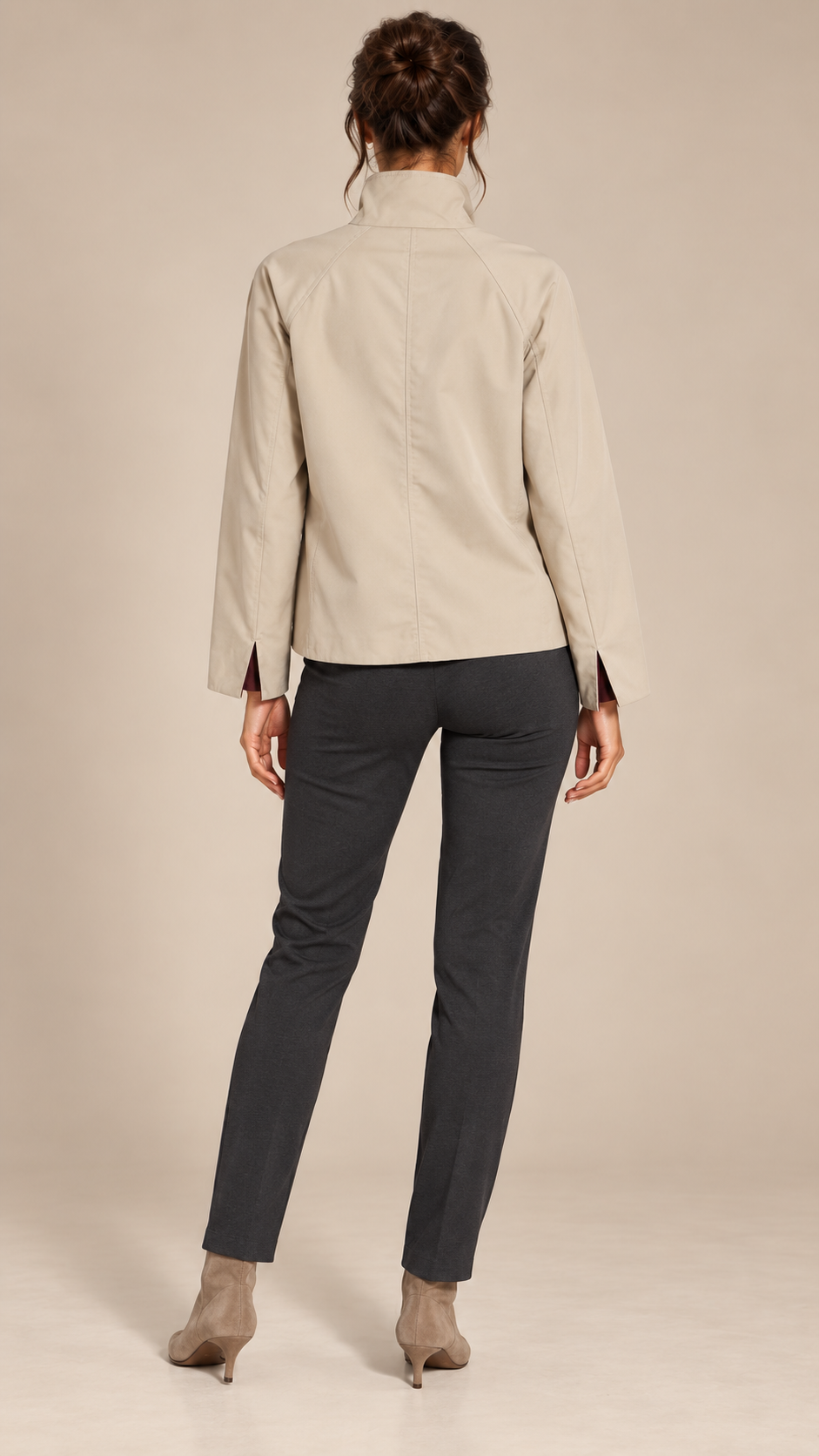 Henriette Raglan Jacket — Beige model back
