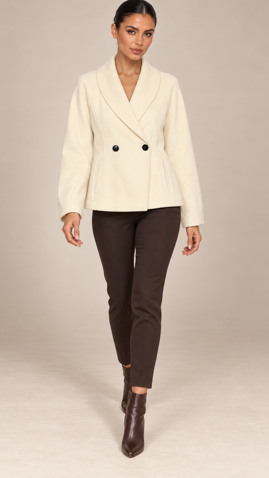 Paloma Corduroy Jacket — Beige model front