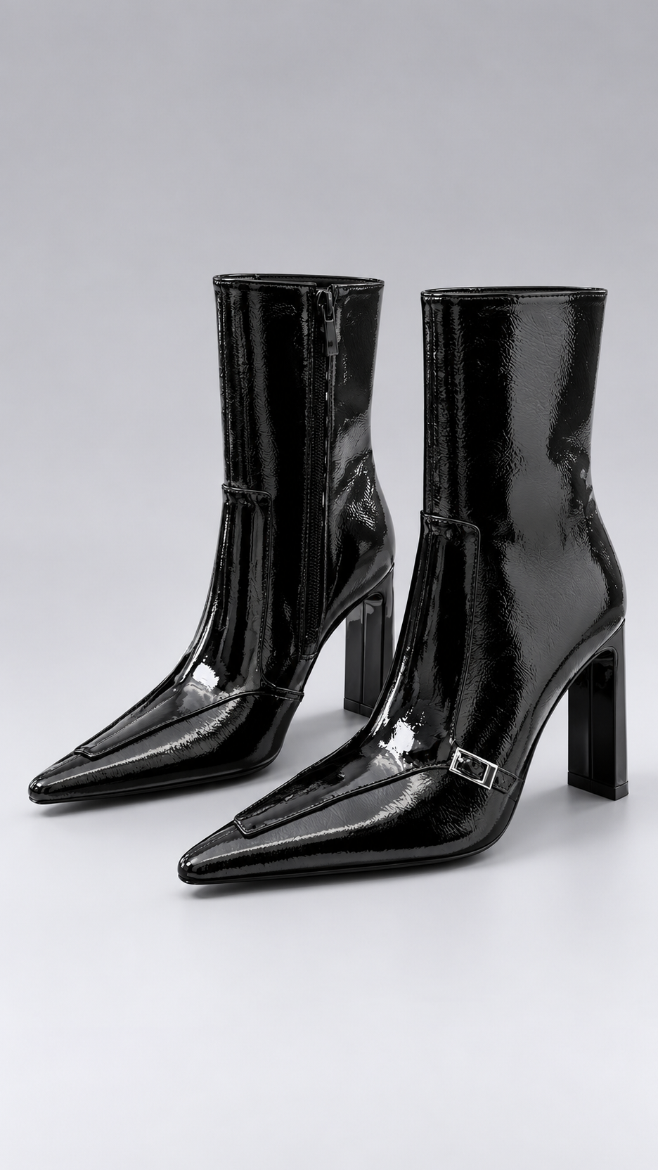 Ottavia Crinkle-Patent Boot — Black 7cm Fleece-Lined product only