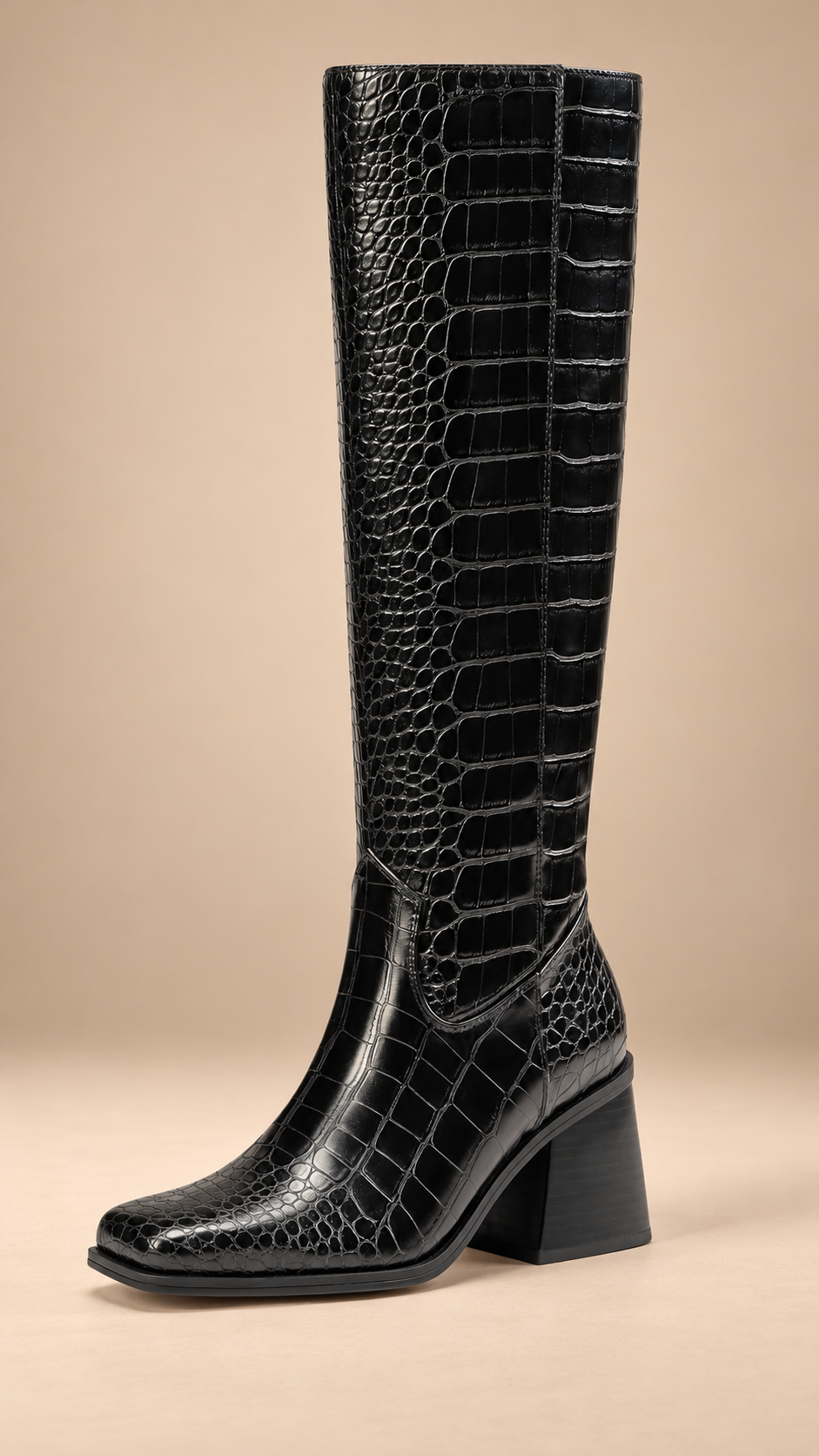 Zahara Tall-Shaft Boot — Black Croco product only