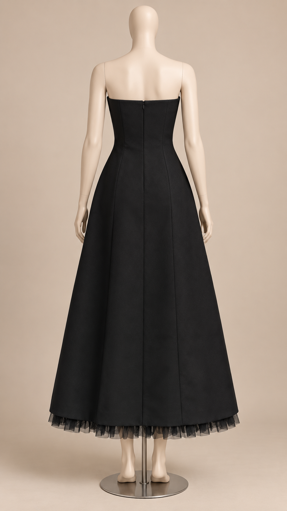 Eulalie Crystal Bandeau Dress — Black Long mannequin back
