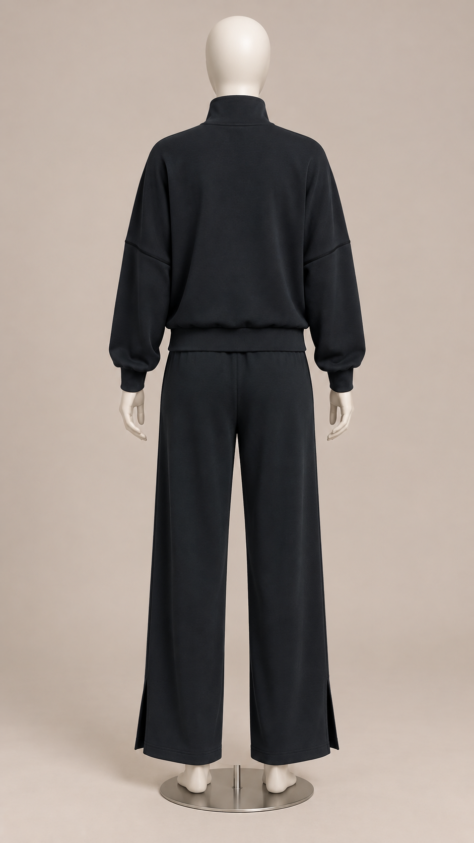 Saoirse Split-Hem Track Set — Black mannequin back