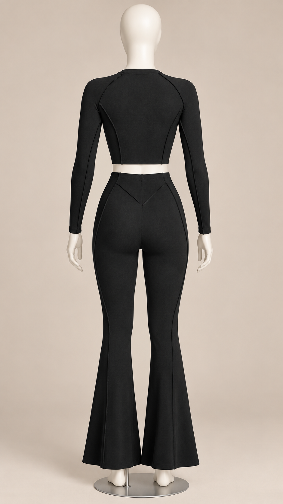 Tindra Seamline Flare Set — Black mannequin back