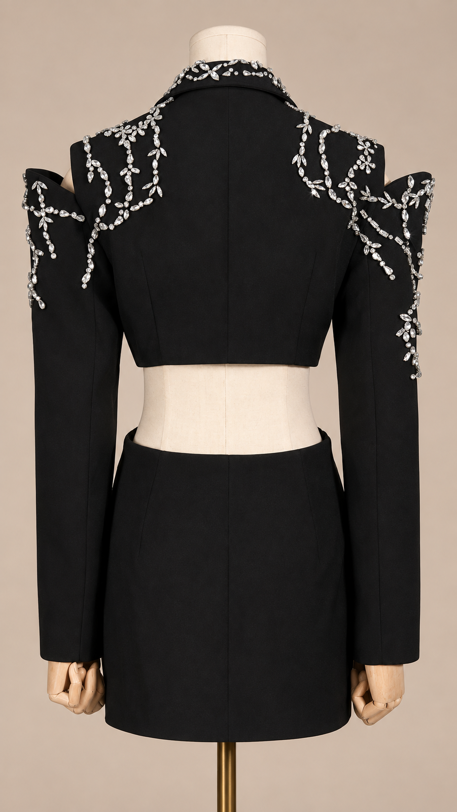 Seraphine Crystal Blazer — Black mannequin back