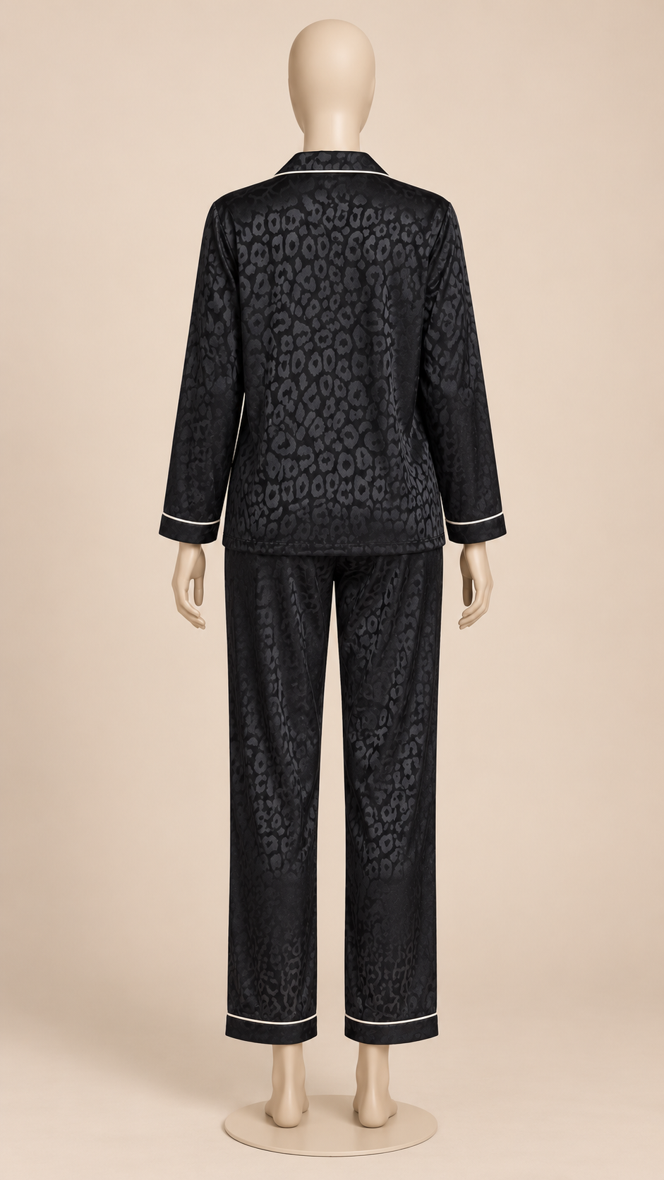 Faustine Jacquard Pajama Set — Black mannequin back