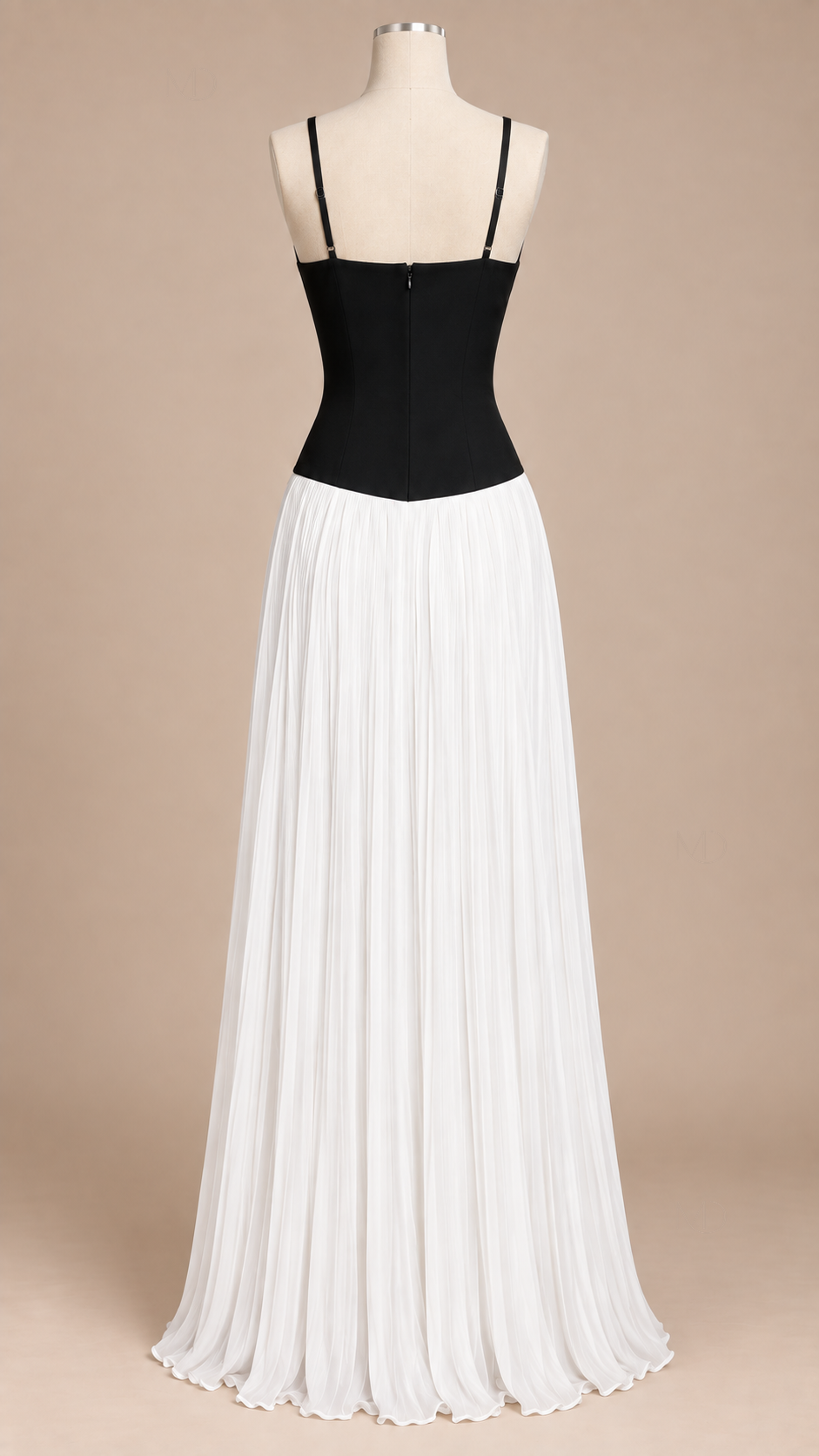 Valentina Beaded Pleated Maxi Dress — Black mannequin back