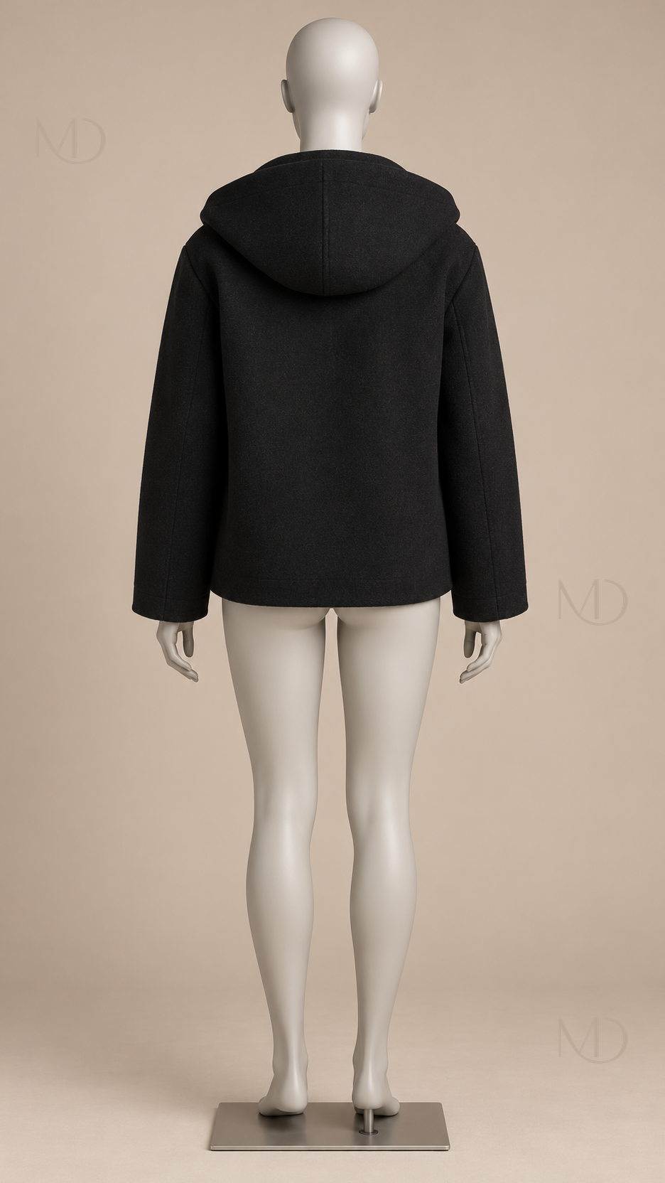 Benedetta Toggle-Clasp Jacket — Black mannequin back