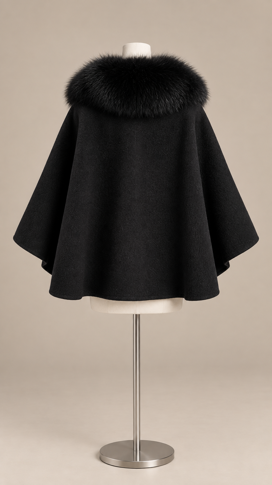 Colette Cape Coat — Black mannequin back