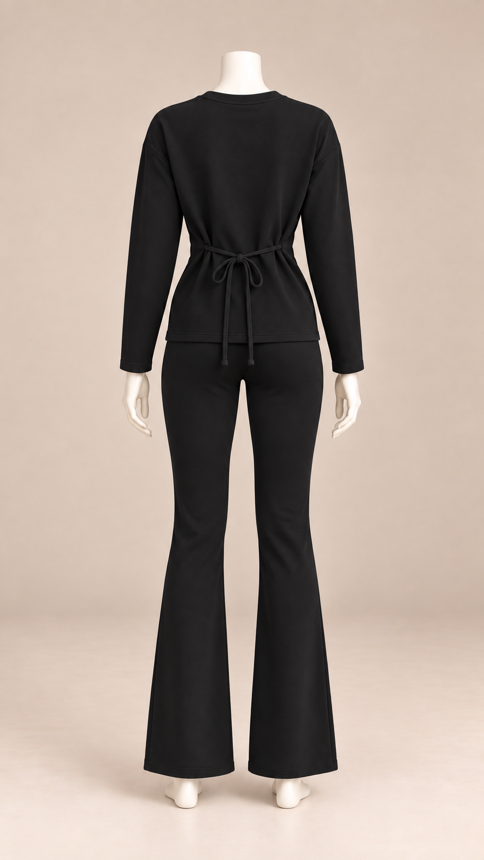 Noor Tie-Waist Set — Black mannequin back