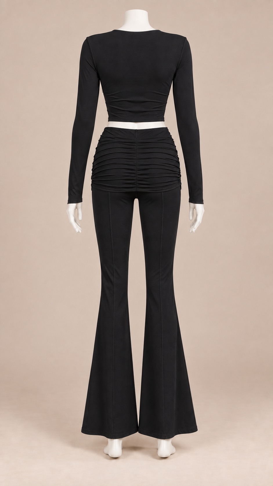Vienne Ruched Pants Set — Black mannequin back