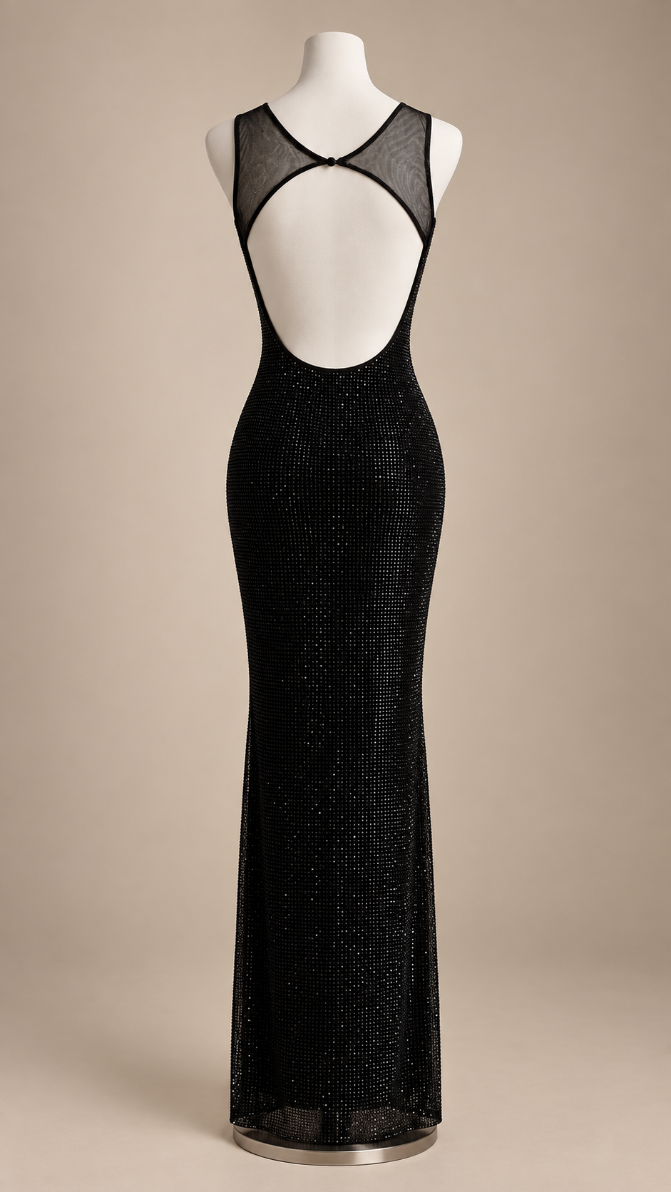 Aurore Backless Maxi — Black mannequin back