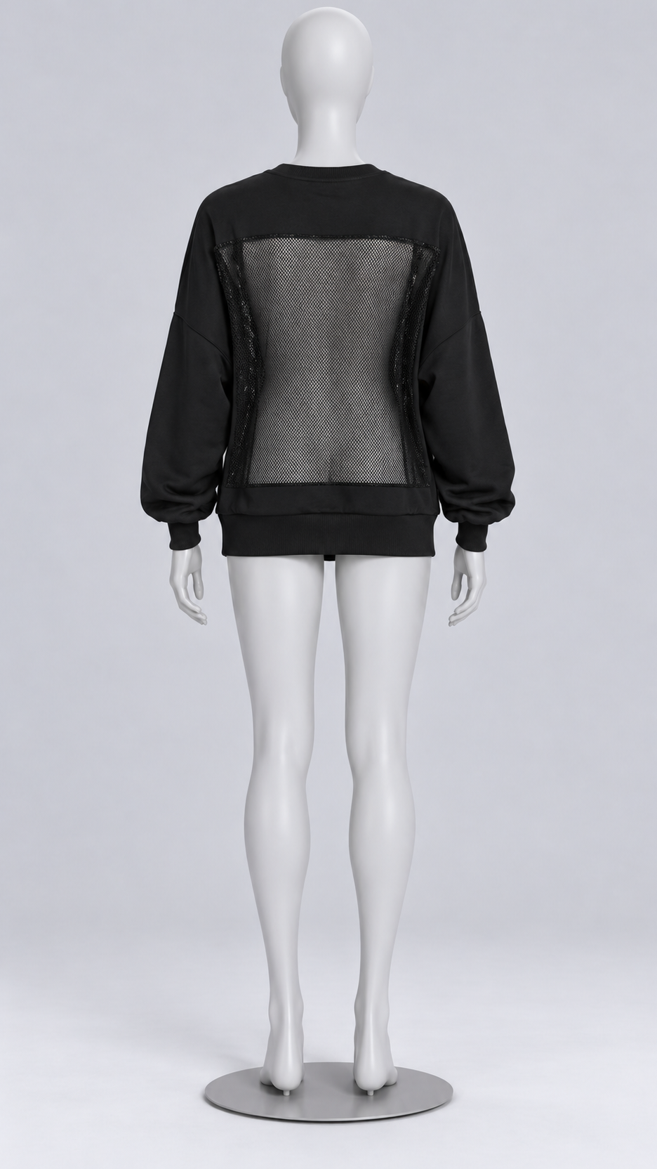 Signe Mesh-Back Sweatshirt — Black mannequin back