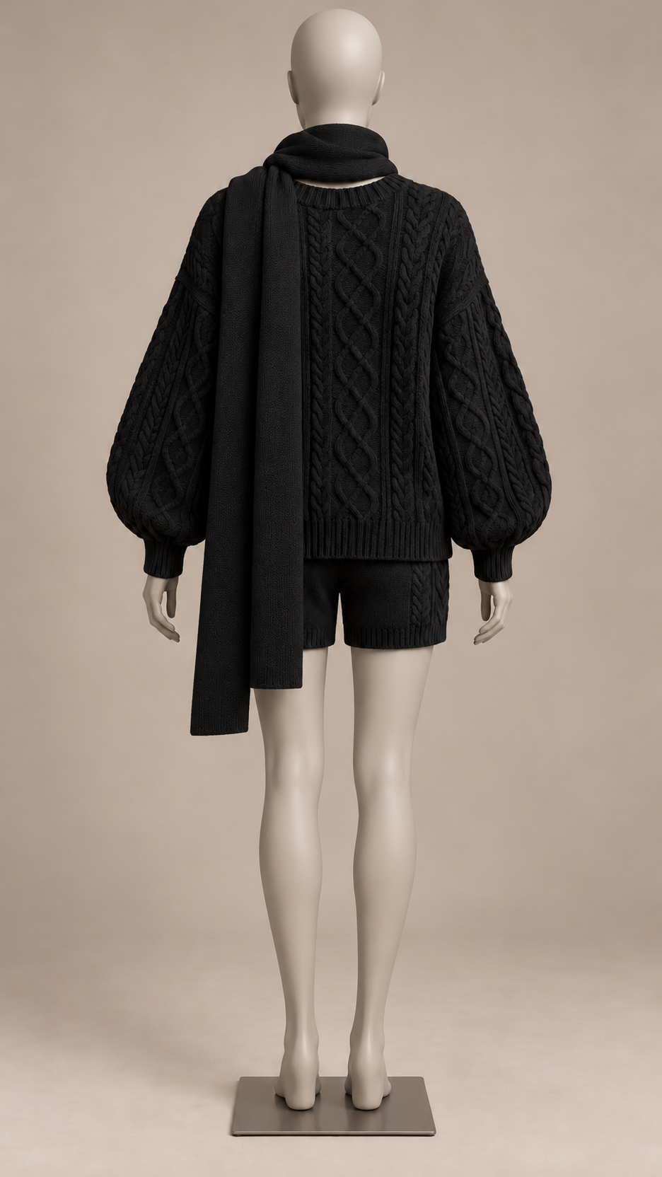 Ardith Cable-Knit Set — Black mannequin back