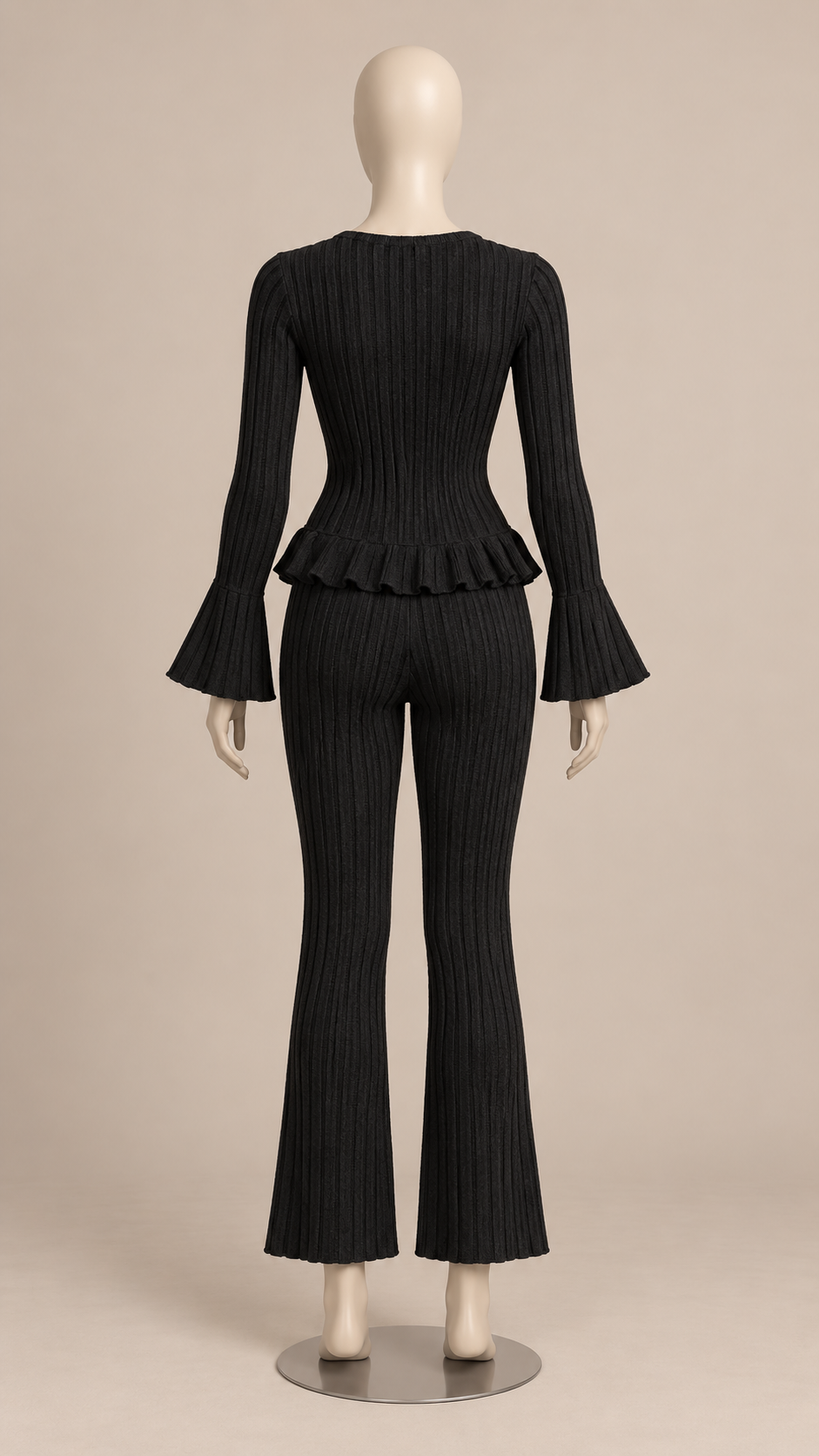 Pascaline Bell-Sleeve Set — Black mannequin back