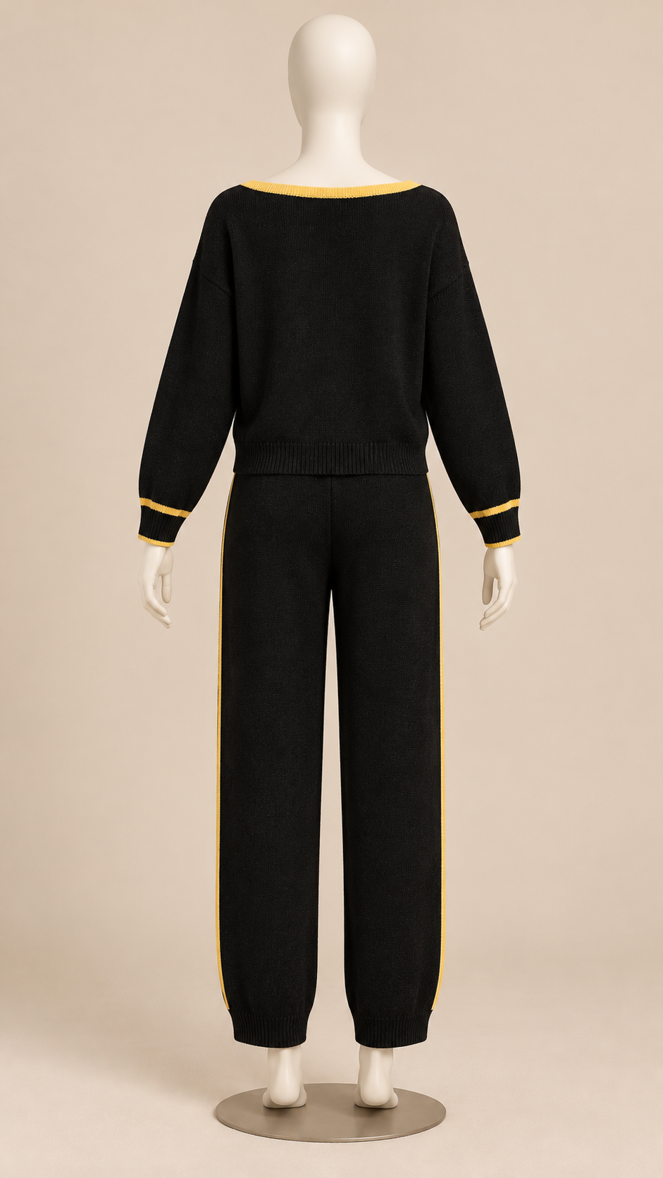 Saskia Tipped Knit Set — Black mannequin back