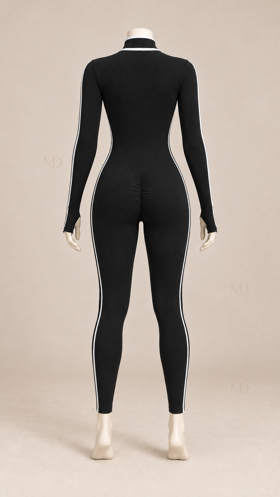 Nova Zip Sport Jumpsuit — Black mannequin back