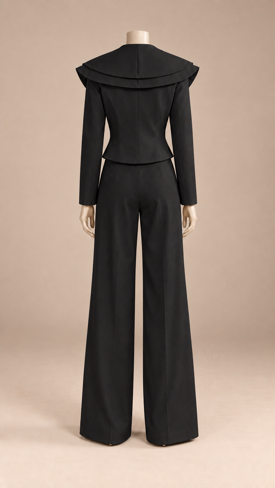 Celeste Wide-Lapel Suit Set — Black mannequin back