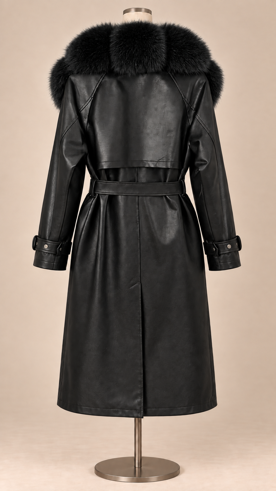 Genevieve Wrap Trench — Black mannequin back