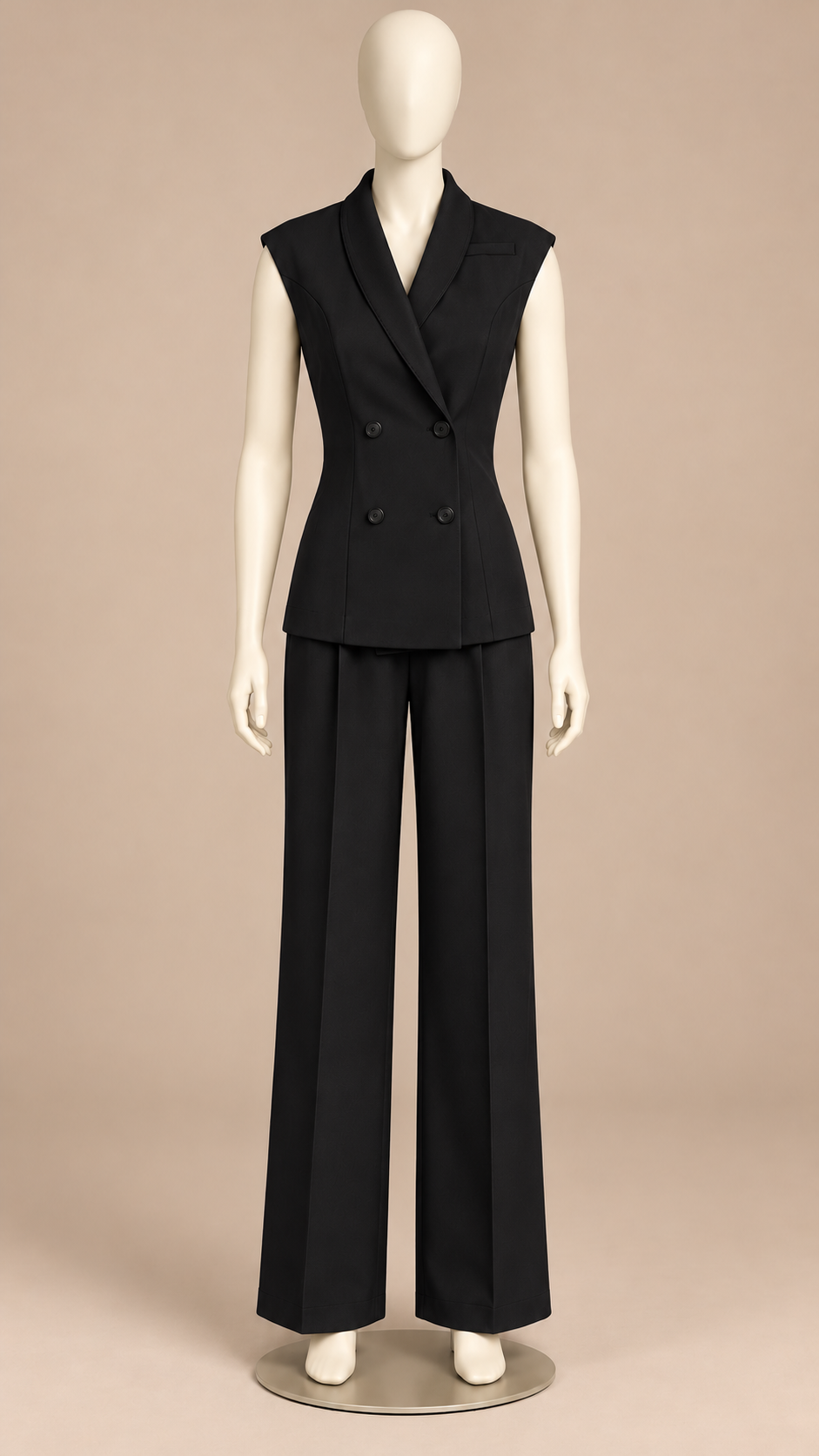 Rosalind Double-Breasted Vest Set — Black mannequin front