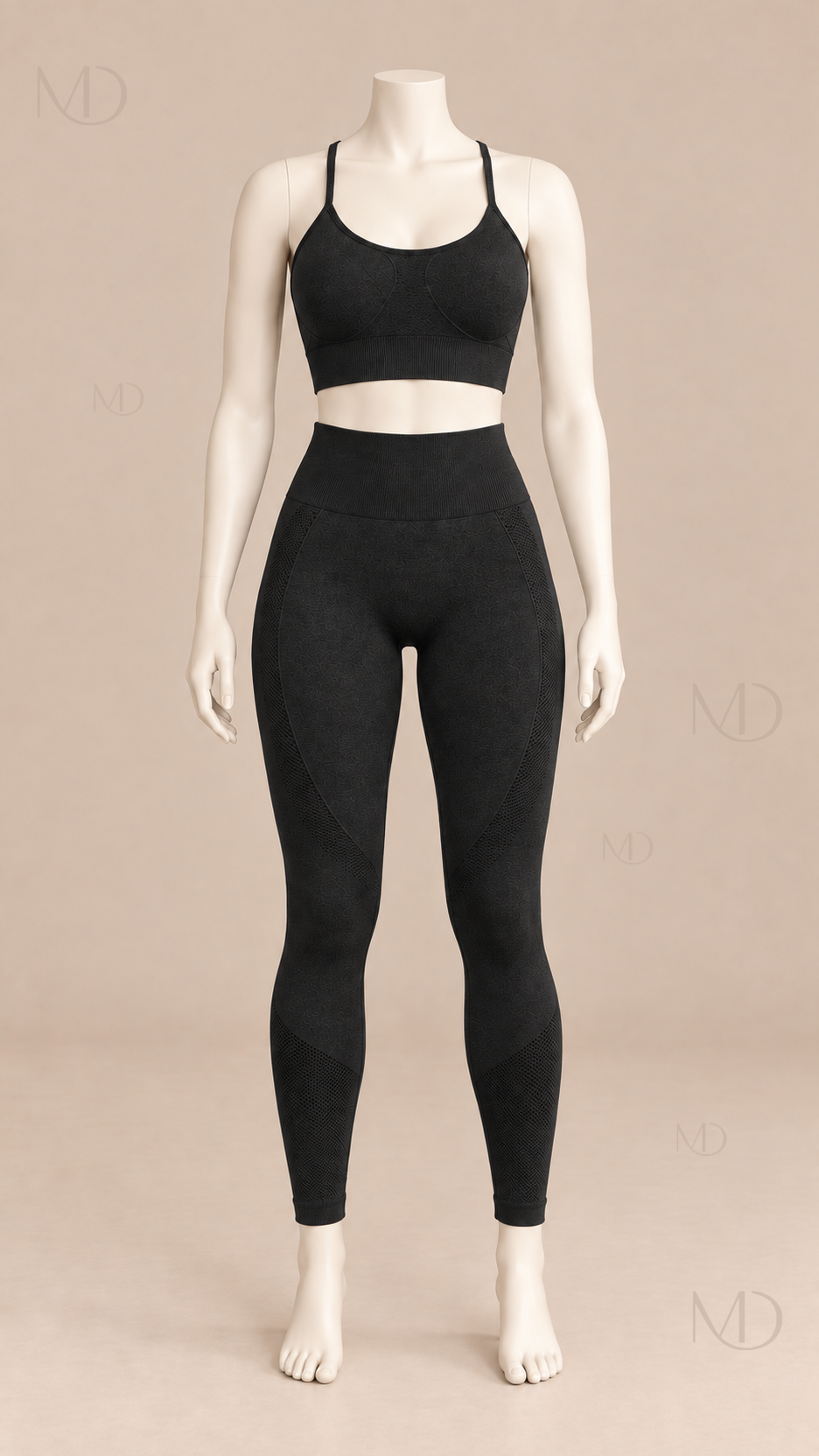 Ryla Seamless Yoga Set — Black mannequin front