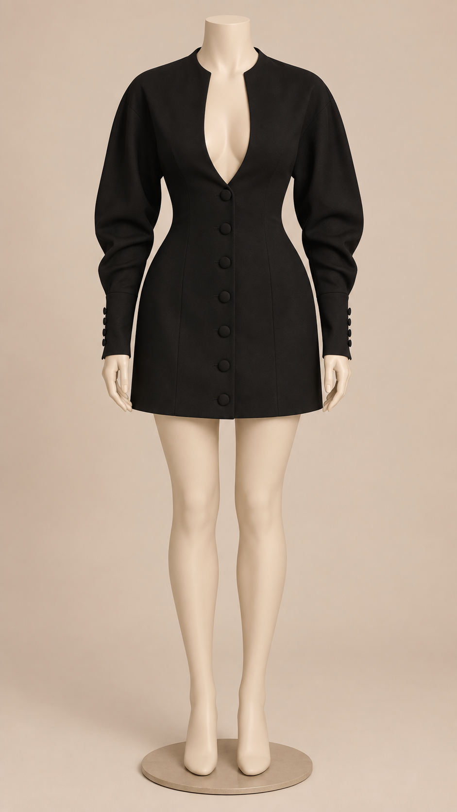 Lucienne Plunge Mini — Black mannequin front
