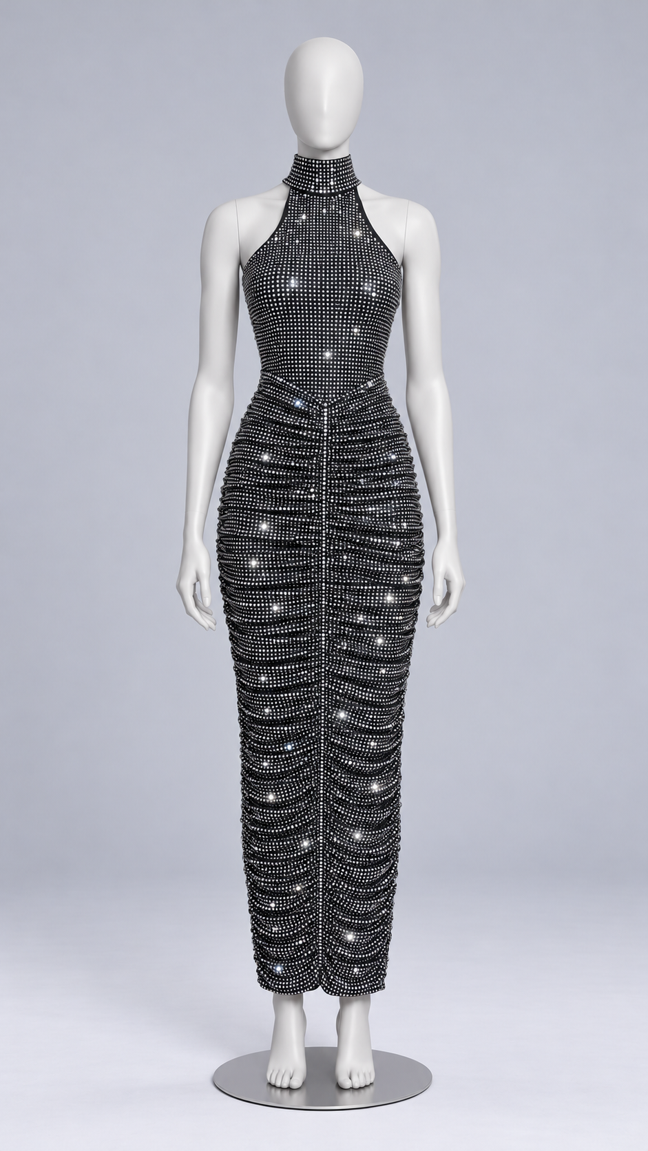Odile Diamante Halter Maxi — Black mannequin front